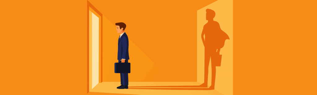 Mann vor Tür zum Jobinterview / Man infront of door for job interview